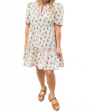 Mary Square Keep On Walking Mini Dress In Beige In White