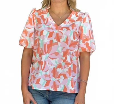 Mary Square Kenzie Botanical Bliss Top In White In Multi