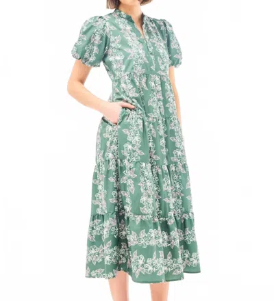 MARY SQUARE KINSLEY MIDI DRESS IN SECRET GARDEN