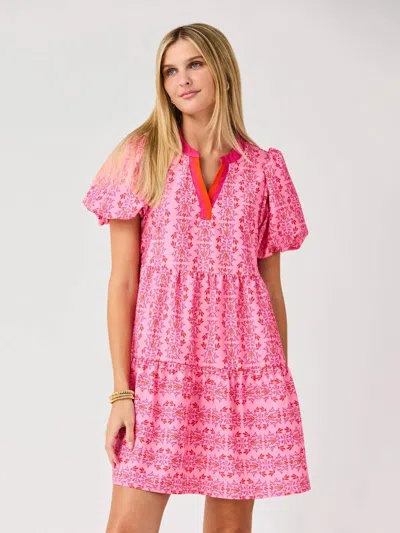 Mary Square Kinsley Mini Dress In Heirloom Vine Pink
