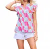 Mary Square Kira Top In Color Me Sweet Coral In Multi