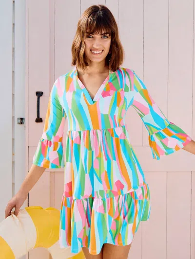 Mary Square Laguna Mini Dress In Sea Glass In Multi