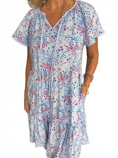 Mary Square Lillian Star Spangled Dress In Blue In Multi