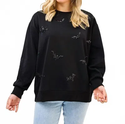 Mary Square Little Bit Batty Pullover In Black