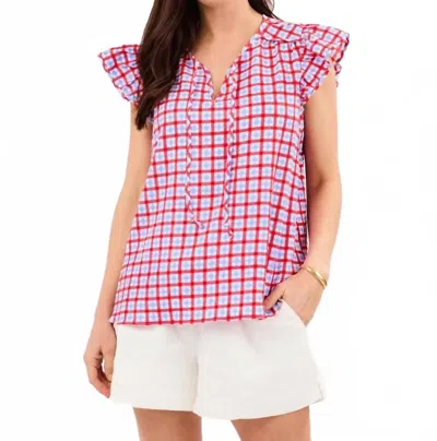 Mary Square Lydia Top In Gingham Red/blue In Pink