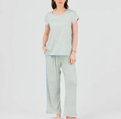Mary Square Melody Pant Set In Green Stripe