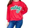 Mary Square Merry Sweatshirt In Red In Red