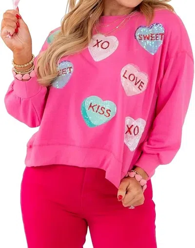 Mary Square Millie Candy Heart Sweatshirt In Pink