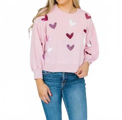 Mary Square Millie Hearts Sweatshirt In Pink