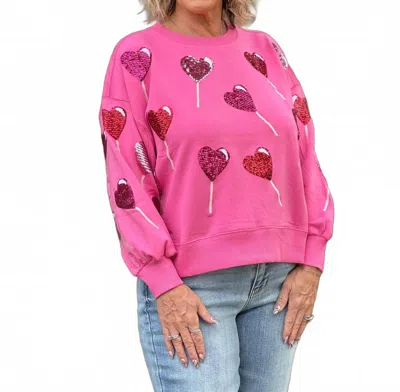 Mary Square Millie Lollipop Sequin Sweatshirt In Pink