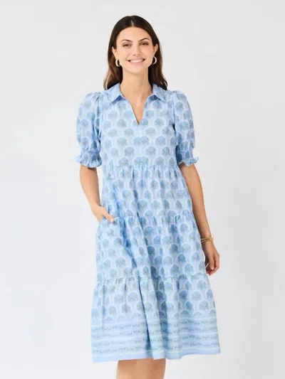 Mary Square Molly Midi Dress In Sunshower Flora Blue