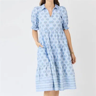 Mary Square Molly Midi Dress In Sunshower Flora Blue In Multi