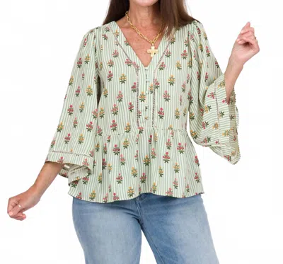 Mary Square Monroe Top In Cottage Stripes In Multi