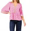 Mary Square Monroe Top In Floral Foulard Pink In Animal Print