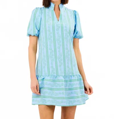 Mary Square Nancy Mini Dress In Garden Green Lace In Blue