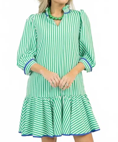 Mary Square Naomi Dress In Blue/green Stripe