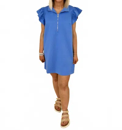 Mary Square Paige Textured Dress In Blue