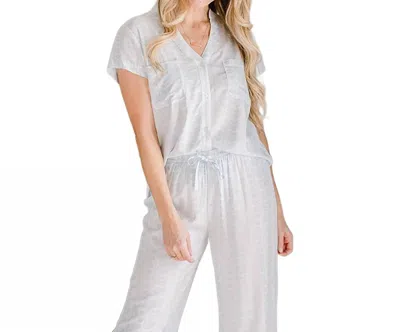 Mary Square Pajama Pants Set In Stitches Sky In White