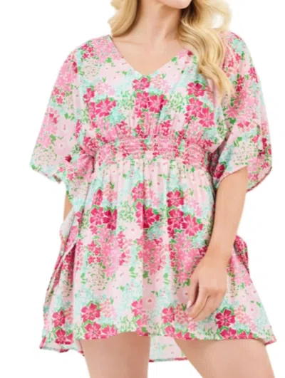 Mary Square Petal Cover Up In Pink In Multi