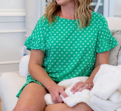 Mary Square Picture Perfect Monica Pajama Set In Green