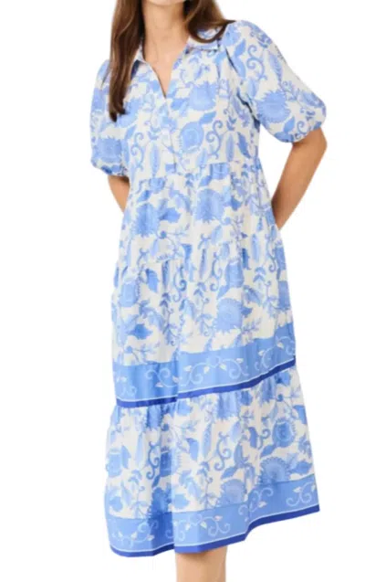 Mary Square Porcelain Vine Dress In Blue