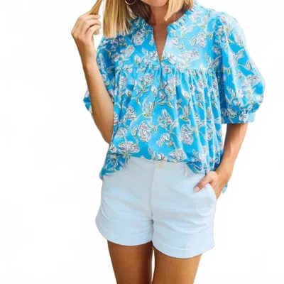 Mary Square Pretty Petals Maggie Top In Blue