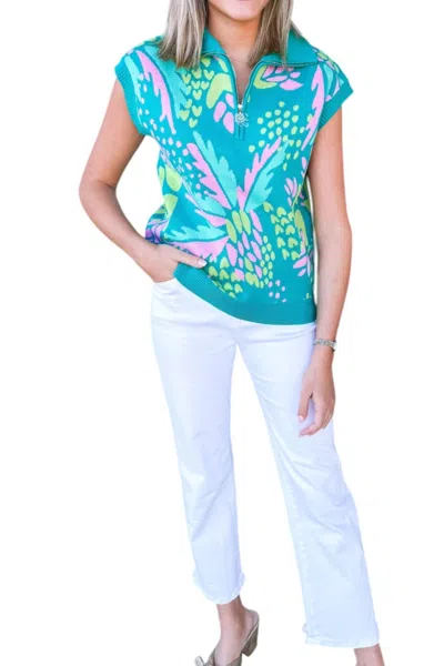 Mary Square Print Sweater In Green