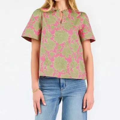 Mary Square Ramona Top In Garden District Green In Multi