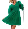 Mary Square Raya Dress In Green In Green