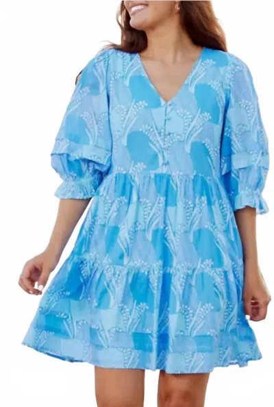 Mary Square Raya V Neck Mini Dress In Blue
