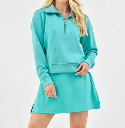 Mary Square Regan Half Zip Pullover In Ocean In Blue