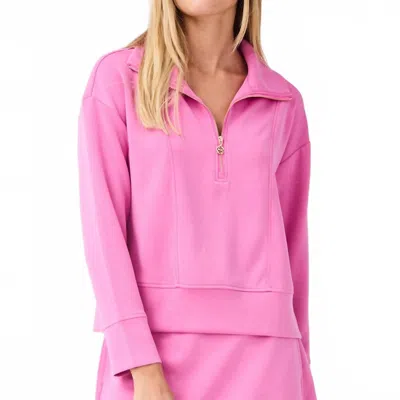 Mary Square Regan Half Zip Pullover In Pink