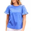 Mary Square Ricrac Trim Top In Blue