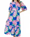 Mary Square Riley Dress In Petal Tango Blue In Multi