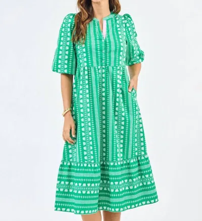 Mary Square Riley Heritage Stitch Dress In Green