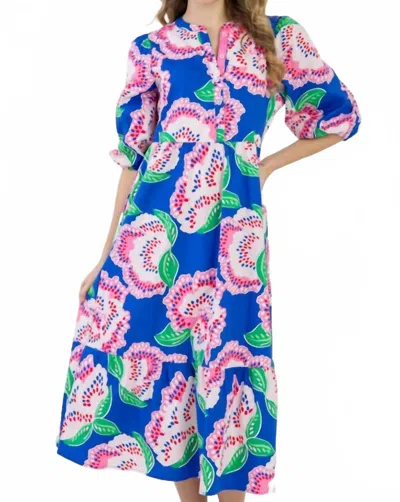 Mary Square Riley Midi Dress In Petal Tango Blue In Multi