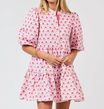 Mary Square Riley Mini Dress In Flora Fanfare Pink