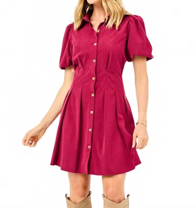 Mary Square Rory Dress In Red Plum In Pink