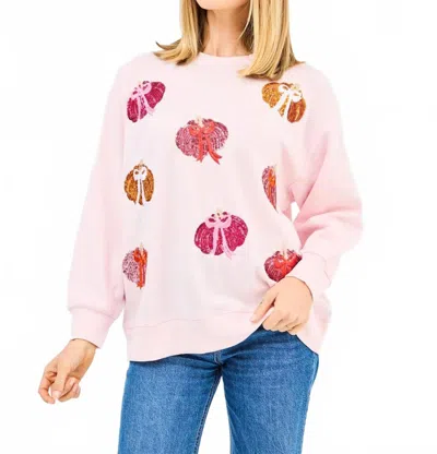 Mary Square Sarah Embellished Sweatshirt In Pumpkin Bows In Pink