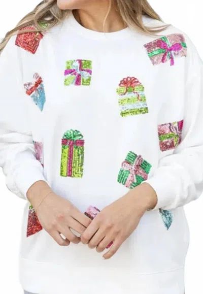 Mary Square Sarah Sweatshirt In White In Multi