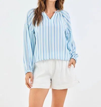 Mary Square Scarlette Flowy Fit Top In Harbor Lines Blue