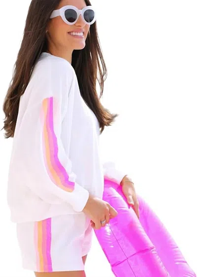 Mary Square Sequin Stripe Short Set In White