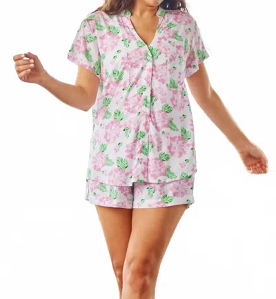 Mary Square Serena Pajama Short Set In Lovely Day Pink In Multi