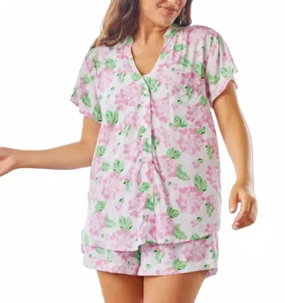 Mary Square Serena Short Pajama Set In Lovely Day Pink In Multi