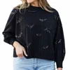 Mary Square Shelby Sequin Bat Sweatshirt In Black