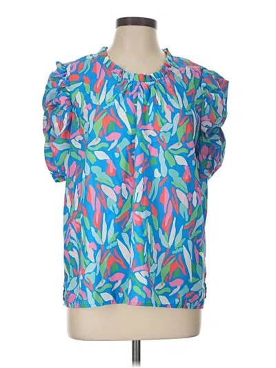 Pre-owned Mary Square Short Sleeve Blouse In Blue