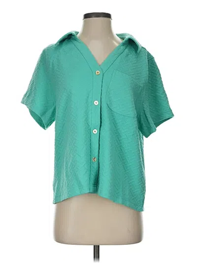 Mary Square Short Sleeve Blouse In Teal