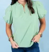 Mary Square Solid Lainey Top - Plus In Basil In Green