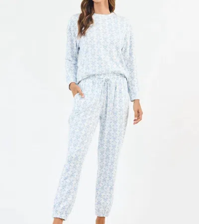 Mary Square Sophie Pajama Pant Set In Palm In White