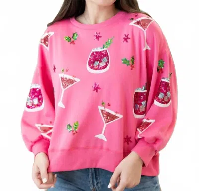 Mary Square Sparkle Sweatshirt In Pink